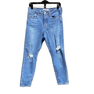 Levi Stratus & Co Blue Wedgie Button Fly Ankle Jean Size 28